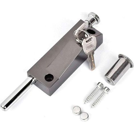 Verrou de porte multifonction - Verrou de porte de garage - Verrou de porte universel - Avec 2 clés - Pour intérieur et extérieur - Noir (1/5)