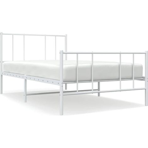Maison Exclusive - Cadre de lit métal sans matelas et pied de lit blanc 100x190 cm (1/5)