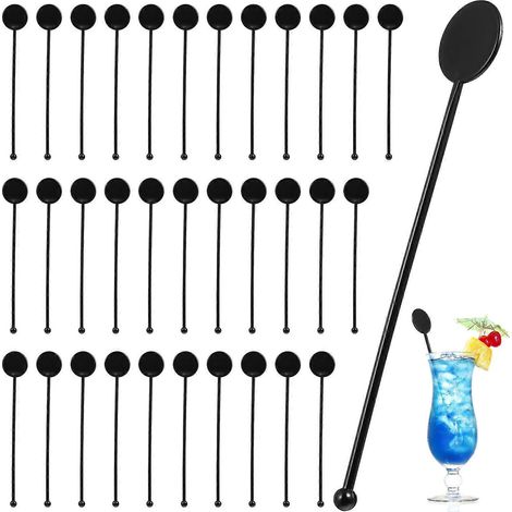 100 bâtonnets mélangeurs pour boissons, cocktails, whisky, café, lait et jus de fruits.-100Pcs-Black
