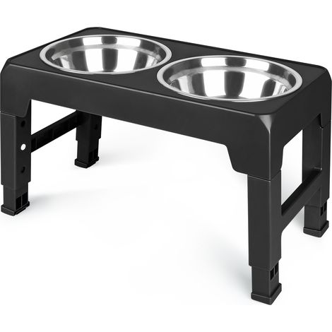 Ciotola per Cani Regolabile in Altezza,Haloyo®,Ciotole per canii Rialzate,in 3 Altezza,per Cani Piccolo, Medio e Grande,44 x 24 x 8cm,nero (1/5)