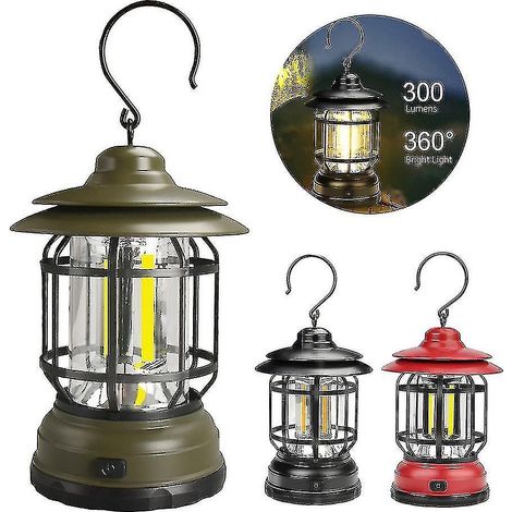 Lanterne de camping rétro d'extérieur, lanterne de voyage pour tente, lampe de secours à LED à gaz pour ambiance camping (1/5)
