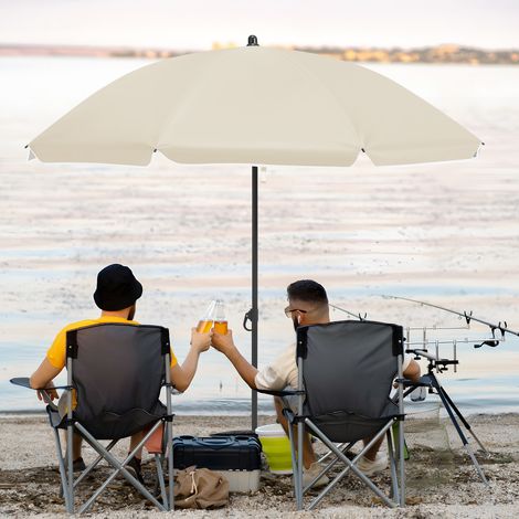 WOLTU Ø155cm Sonnenschirm, Gartenschirm UV-Schutz Strandsonnenschirm UPF 50, Höhen- und Neigungsverstellbar, Tragetasche, für Balkon Garten, Strand, Beige