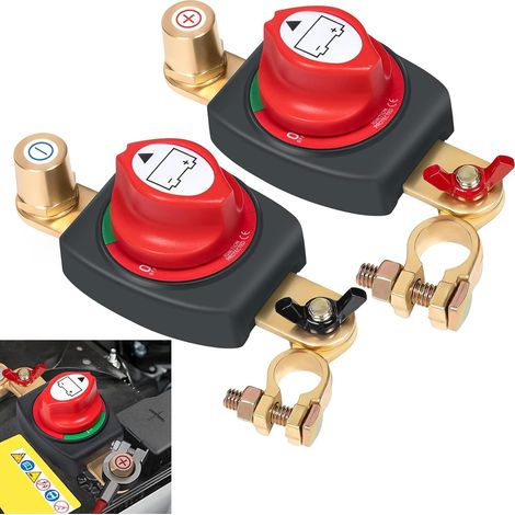 2PC Réglable 180° Isolateur Interrupteur de Batterie Pôle Positif/Négatif,Interrupteurs de Batterie12-48V,Interrupteur de Déconnexion de Batterie étanch,Commutateur de Déconnexion de Batterie (1/5)