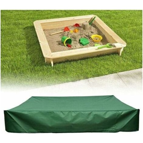 Couverture de bac à Sable Anti-poussière avec Cordon de Serrage, bâche carrée en Tissu Oxford pour bac à Sable, Piscine, Jardin ou Ferme(Vert,120120cm) (1/4)