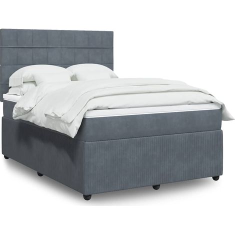 Boxspringbett mit Matratze Dunkelgrau 140x200 cm Samt