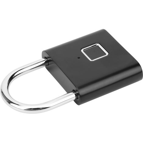 Aufladbares, intelligentes Fingerabdruckschloss mit USB-Anschluss und LED-Sicherheitsleuchte für Rucksäcke, Gepäckstücke und Schließfächer (schwarz) (1/5)