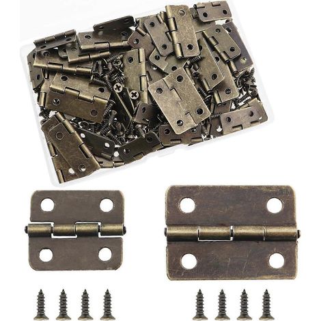 Lot de 60 petites charnières décoratives arrondies en métal vintage, de dimensions 25 x 18 mm et 18 x 16 mm. (1/5)