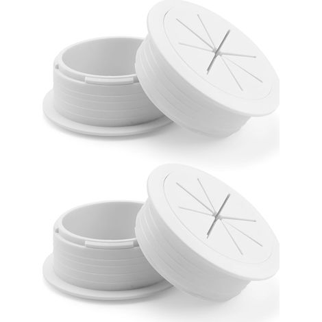PasseCâble Ø 60 mm, 4 Pièces PasseFil Bureau Blanc, Trous de Câbles pour Bureaux d'ordinateur (1/5)