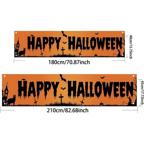 Bannière d'Halloween avec citrouille, décoration effrayante, ambiance festive - 40 x 180 cm - Style 6