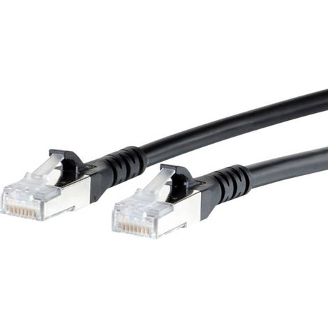 Metz Connect 1308451500-E RJ45 Câble réseau, câble patch CAT 6a S/FTP 1.50 m noir avec cliquet d'enc (1/3)