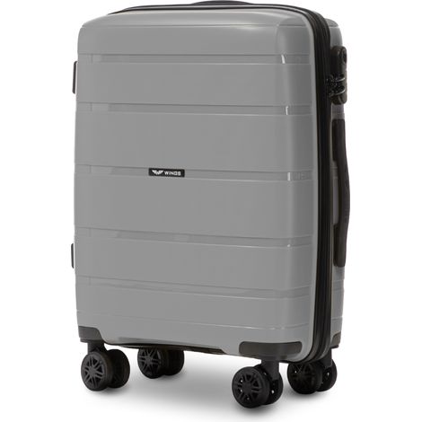 Maleta de cabina Wings HAWFINCH 3.0 de polipropileno de 20" de profundidad, color gris.
