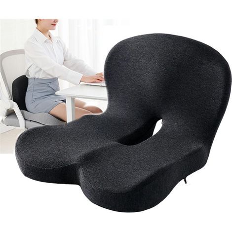 Cojín ergonómico de espuma viscoelástica, con soporte lumbar y contorno del respaldo, para sillas de oficina y coche. (1/5)