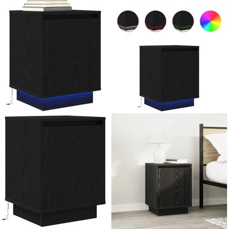 vidaXL Nachttisch mit LED-Leuchten Schwarz 38x34x50 cm (1/5)