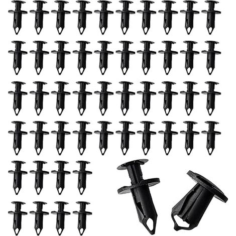 Clips de Fixation Voiture, 8mm Universal Rivet clips en plastique voiture attaches de type poussoir Fixation Parechocs pour Auto Panneaux es Portes, Convient à la Plupart es Véhicules Noir (1/5)
