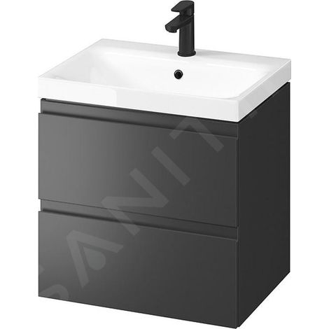 Cersanit Moduo - Meuble avec lavabo, 57x60x45 cm, 2 tiroirs, anthracite S801-486-DSM (1/2)
