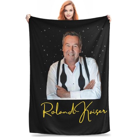 Filiyano-Plaid Roland Kaiser - Décoration d'anniversaire personnalisée avec nom - Couverture en flanelle douce - Plaid pour canapé toutes saisons (1/4)