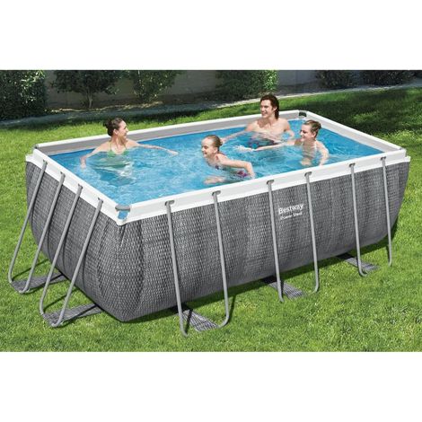 Bestway Set Piscina Power Steel Rettangolare 412x201x122 cm (1/5)