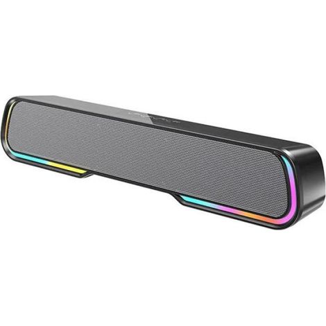 Barre de son Bluetooth 5.0 portable noir, enceinte mini audio HD, éclairage RGB, AUX USB TF FM, batterie 1200mAh, effet lumineux