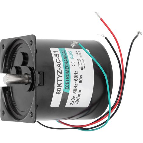 Moteur synchrone à courant alternatif avec support de condensateur, rotation horaire/antihoraire, couple élevé, faible vitesse, 60 W, XD80KTYZ, 30 tr/min, 220 V CA (1/5)