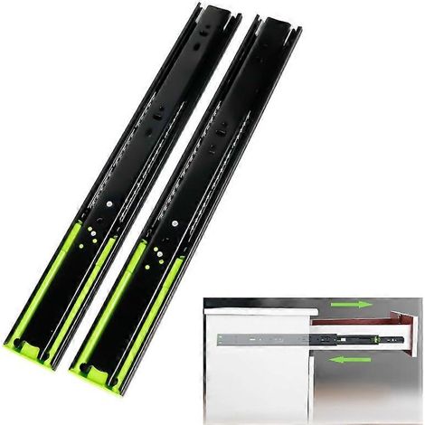 Glissières de tiroir en acier inoxydable, coulisses à billes de 300 mm à extension complète avec amortisseur, lot de 2 (1/5)