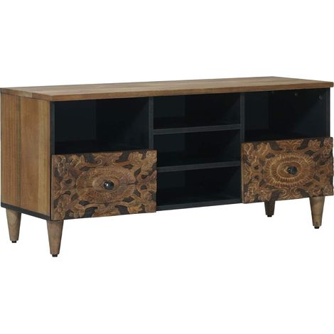 Mobile TV Marrone 100 x 33,5 x 46 cm Legno di mango massello vidaXL