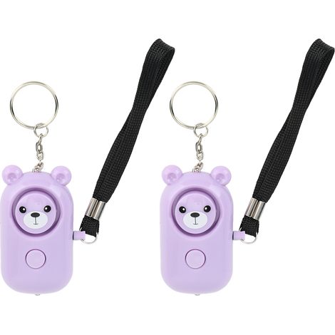 2PCS Alarme de Sécurité Style Ourson pour Femmes, Enfants, Personnes Âgées - Dispositif de Protection Portable Violet (1/5)