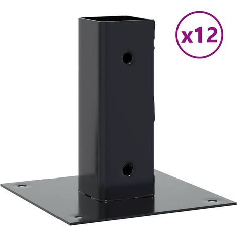 vidaXL Post Bases Square 12 pcs Anthracite 51x51 mm Powder-coated Steel