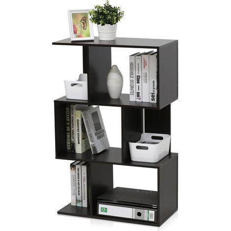 Étagère Ouverte à 3 Niveaux, Espresso, Bois dense, Expresso, One Size (1/5)
