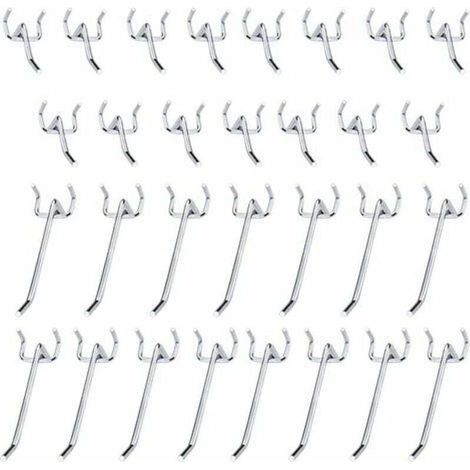 30 Pcs Pegboard Hooks Metal Pegboard Hooks Accessories - 10cm and 5cm Single Hook Set for Garages, Tool Sheds, Workshops - RAPANDA (1/4)