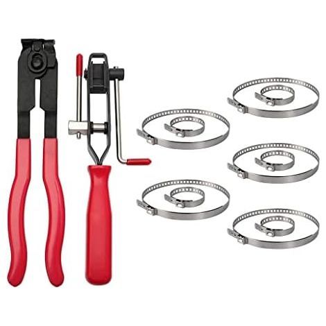2Pince Colliers Bandes à Sertir,10Cardan Collier De Serrage En Acier,Outil D'Installation de Bande Pince,Pince pour Serrage,pour Accessoires Automobiles,Ensemble 12 Pièces - (1/5)