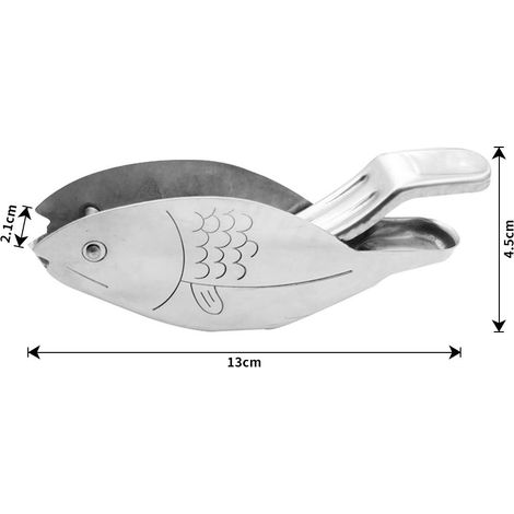 Presse-agrumes en acier inoxydable en forme de poisson, design ergonomique pour extraction de jus de citron multifonction (1/2)