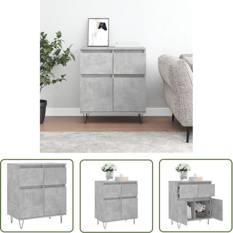 The Living Store Buffet Gris béton 60x35x70 cm Bois d'ingénierie - Buffet Gris - Buffet Design - Meuble Rangement - Armoire Murale - Commode Moderne (1/5)