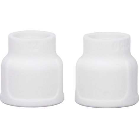 Kit d'accessoires pour torche de soudage TIG DB SR WP 9 20 25 : 2 coupelles en céramique blanche et buse en céramique. (1/5)