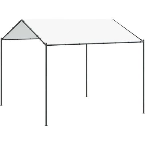 Gazebo blanc, 4 x 4 x 2,6 mètres, en acier et polyester. (1/5)