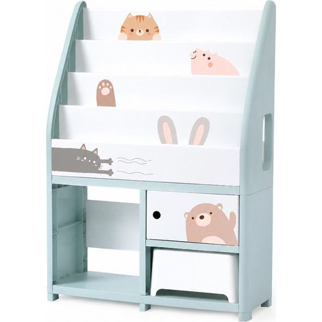 Étagère à livres pour enfants à 6 niveaux, grande capacité, en polypropylène avec motifs.