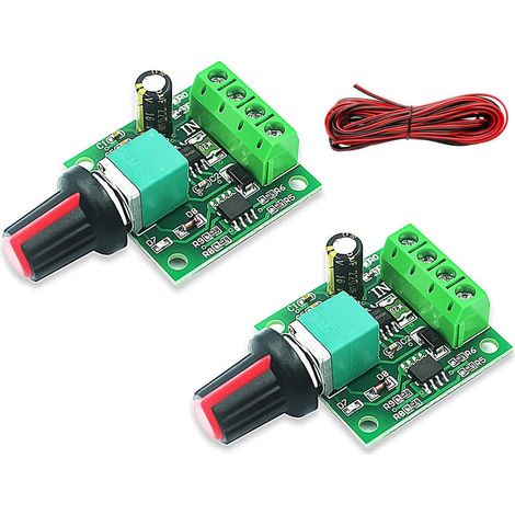2pcs PWM Controlador de Velocidad del Motor, Bajo Voltaje DC 1.8V-12V Interruptor de Controlador Ajustable,potenciometro 12v, con Perilla de Control Velocidad (1/4)