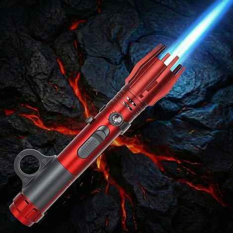 Briquet Tempête à Flamme Jet Réglable, Mini Chalumeau Gaz Rechargeable, Briquet Tempete pour Bougie, Cheminée et Barbecue, Design Antivent, Vendu sans Gaz (Rouge) (1/5)