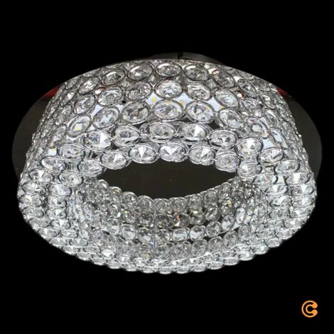 [GEBRAUCHT] B-Ware Filomena Deckenleuchte Deckenlampe Led Kristalloptik Glassteine Silber Chrom