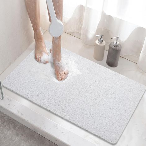 Alfombrilla de ducha antideslizante, 60x40cm. Alfombrilla de baño antideslizante, suave, de secado rápido, blanca. (1/5)