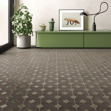 Aelle - Cabochon sol / mur mate 3,4x3,4 cmTaco KASBAH VERD MATT (1/5)