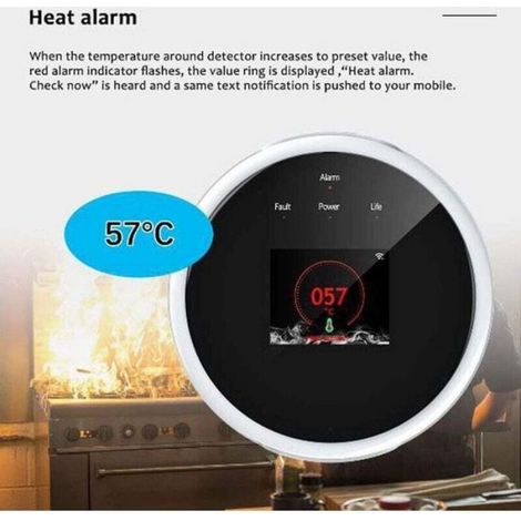 Détecteur De Gaz Naturel - Wifi - Écran Lcd - Alerte Sonore Et Visuelle - Alimentation Usb - 1 Pièce (1/4)