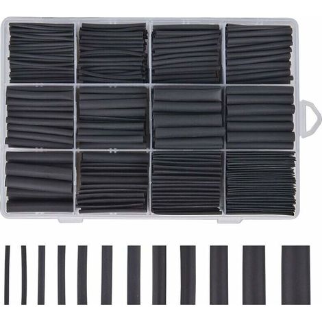 Gaine Thermoretractable Noire 625pcs Gaine Thermo Retractable Gaines Thermoretractables Un Assortiment de 8 Tailles 1 10 mm,GU.B/bon (1/5)