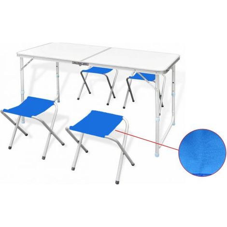 TAVOLO DA CAMPEGGIO PICNIC + 4 SGABELLI PIEGHEVOLE RICHIUDIBILE (52377) (1/10)