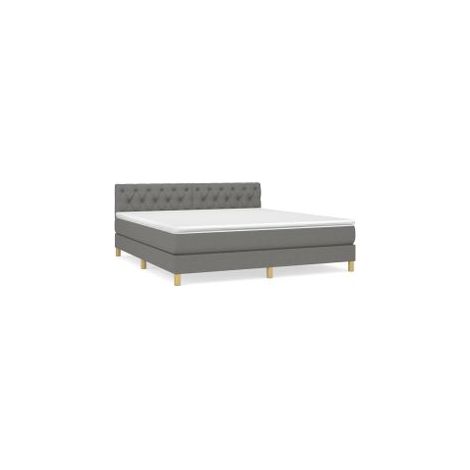 Sommier à lattes de lit avec matelas Gris foncé 160x200 Tissu (1/5)