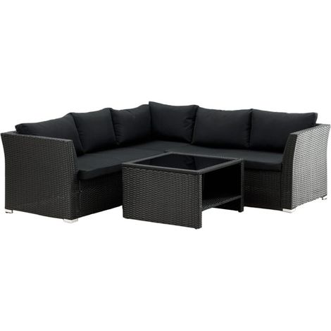 Salon d'Angle de Jardin "Haiti" 194cm Noir (1/5)