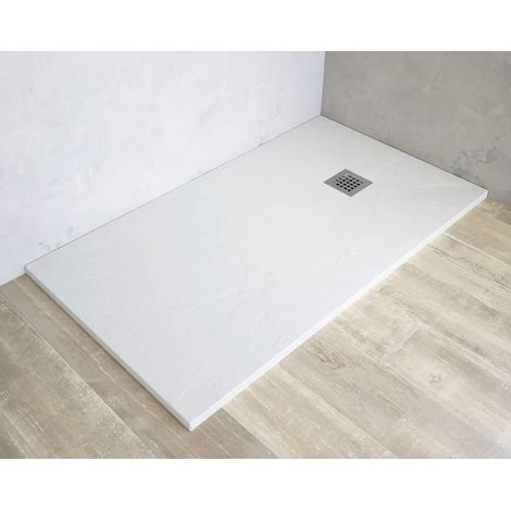 Piatto doccia rettangolare effetto pietra bianco 90x120 cm