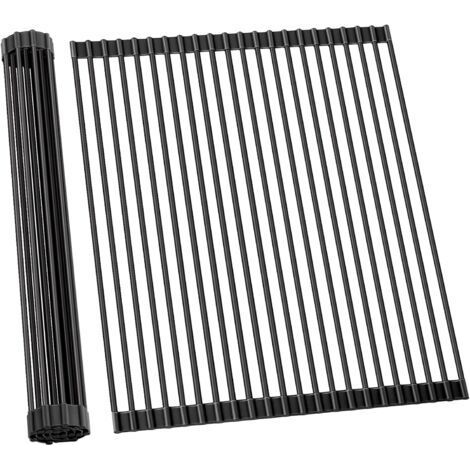 Escurridor de platos enrollable para fregadero, 52 x 33 cm (ancho x largo), alfombrilla antideslizante de silicona resistente al calor. (1/5)