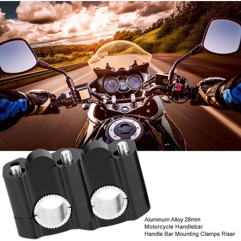Fixation Moto - 2 pièces - Aluminium Alliage - 28mm - Noir - Montures de Barre de Guidon et Rehausseur. (1/5)