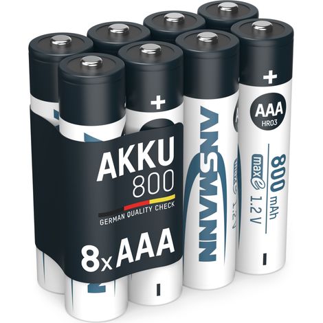ANSMANN Akku Micro AAA 800 mAh 1,2V Ni-MH, 8 Stück (1/5)