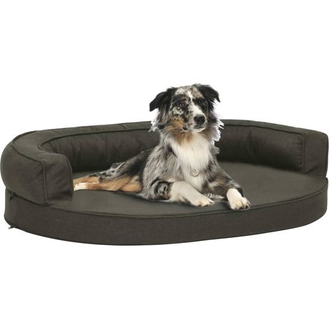 Matelas ergonomique pour chien 75x53cm aspect lin gris foncé